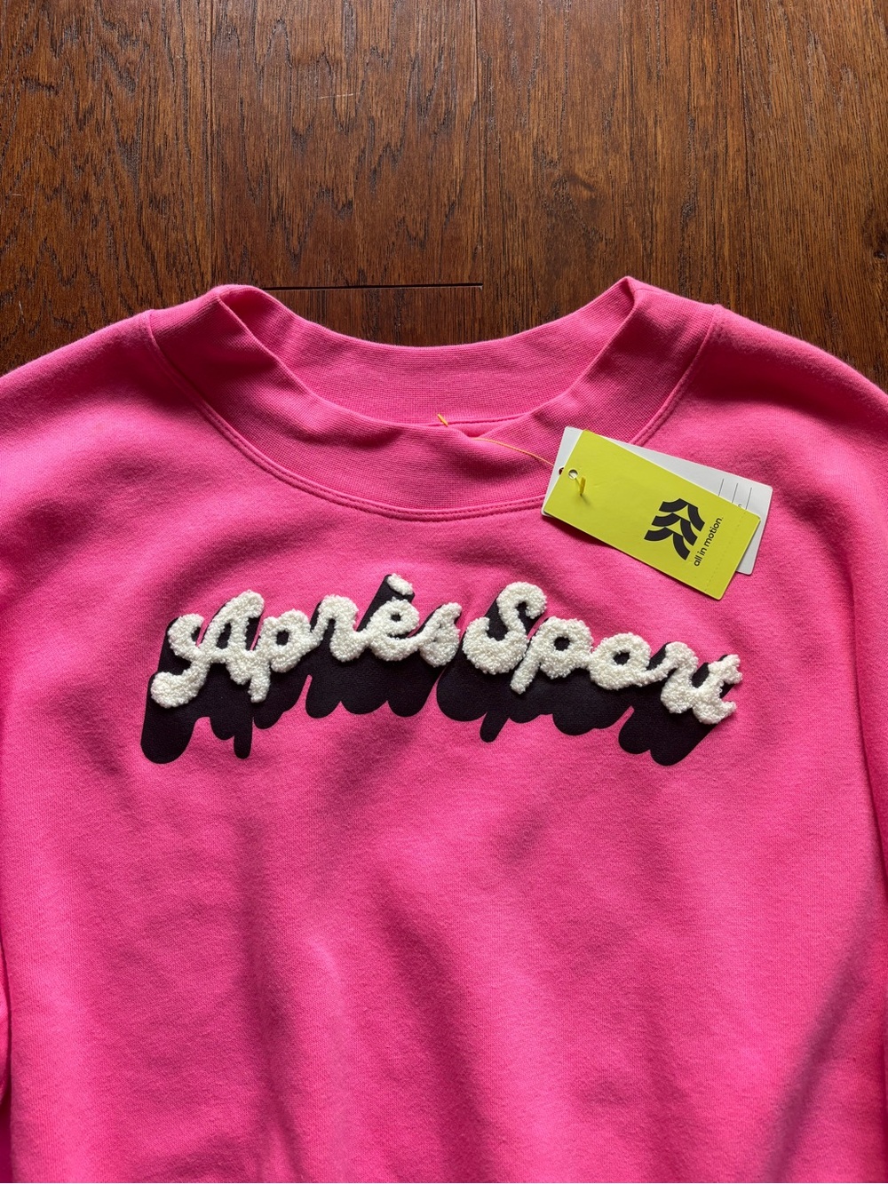 All in Motion Hot Pink Cropped Après Sport Crewneck Sweatshirt | Size L - Picture 5 of 12